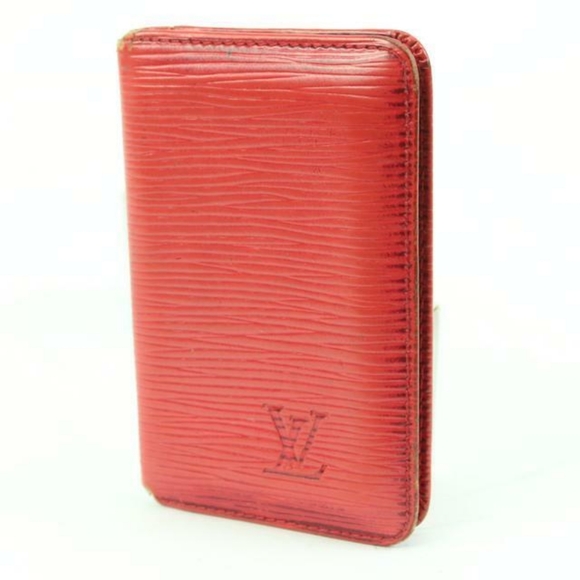 Louis Vuitton Red Epi Leather Porte Cartes Card Holder Wallet Insert - Picture 1 of 7